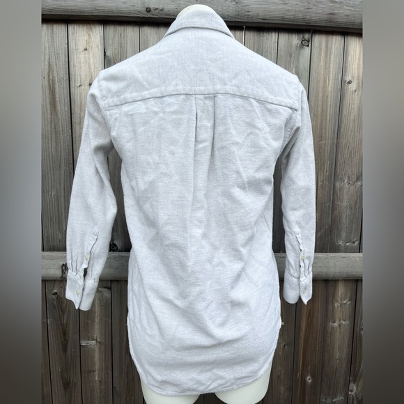 Madewell Light Grey Oatmeal Colored Full Button Down Shacket - Picture 3 of 7